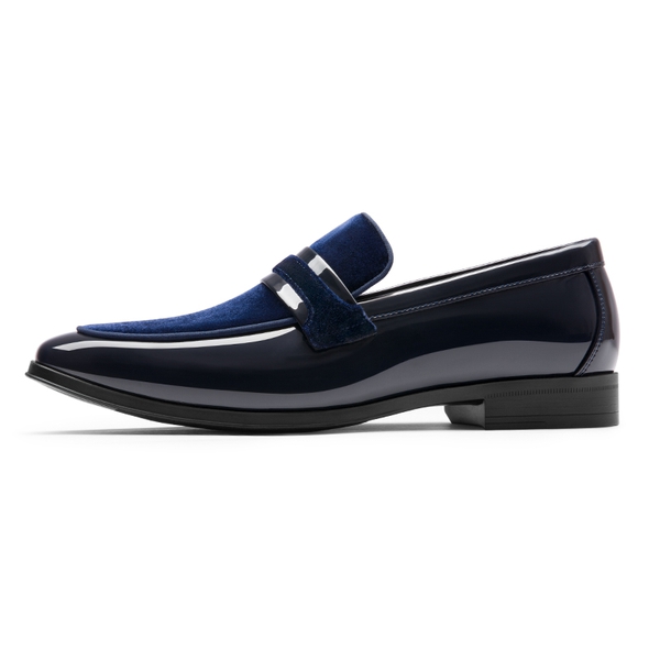 Men's Tuxedo Vegan Leather Slip-On Loafers - BLUE - 1